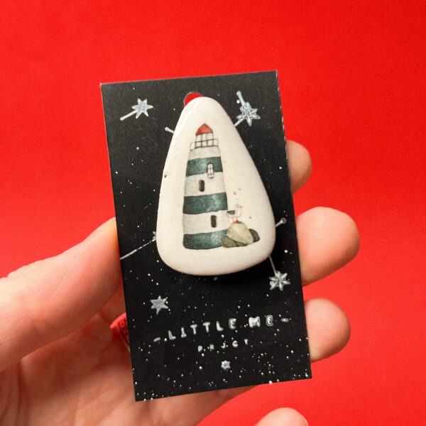 Брошь "Маяк с чайкой", керамика, РФ