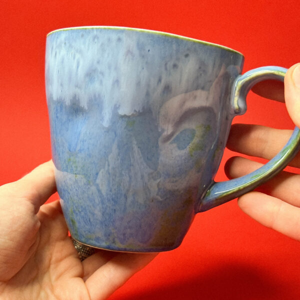 Тонкостенная, фарфоровая кружка в сине-зеленых глазурях "Ночное озеро", РФ