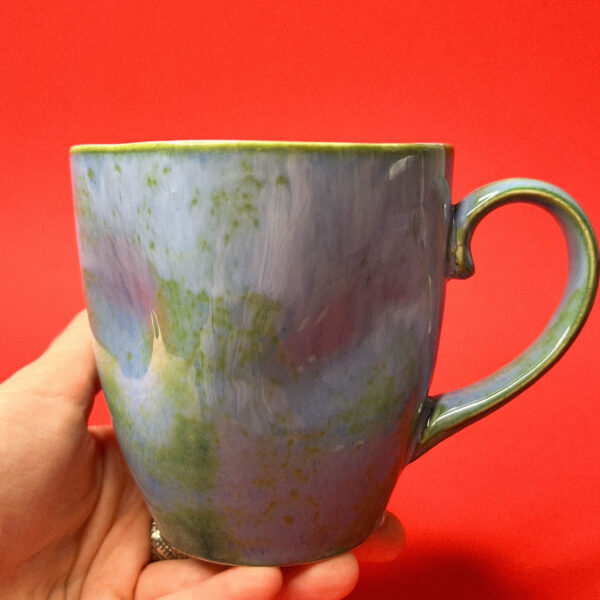 Тонкостенная, фарфоровая кружка в сине-зеленых глазурях "Ночное озеро", РФ