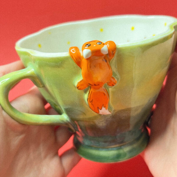 Большая формовая кружка с лисой "Зеленая хитринка", 420 мл., РФ