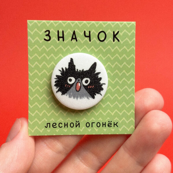 Металлический значок "Удивленный кот Черныш", РФ
