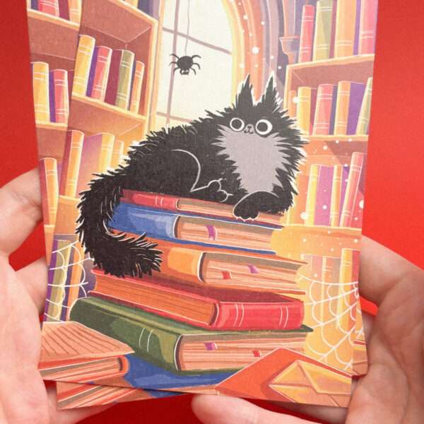 Открытка "Кот Черныш-книгочей ", А6, РФ